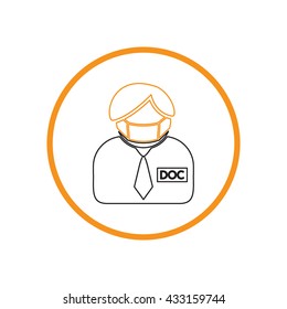 doctor in mask avatar icon. vector medical illustration.