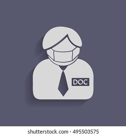 doctor in mask avatar icon. vector medical illustration.