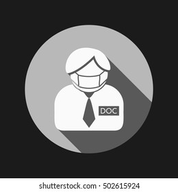 doctor in mask avatar icon. vector medical illustration.