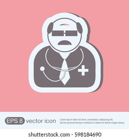 doctor in mask avatar icon. vector medical illustration.