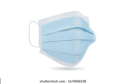 Doctor mask and corona virus protection isolated on a white background, covid-19, With clipping path, illustration vector realistic.