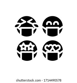 Doctor Mask Emoji set with In Love, Laughing, Happy And Famous, Vector Illustration.