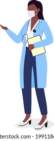 Doctor In Mask Semi Flat Color Vector Character. Nurse Figure. Full Body Person On White. Provide Training To New Employees Isolated Modern Cartoon Style Illustration For Graphic Design And Animation