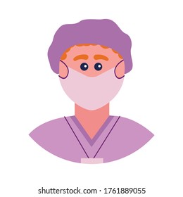 Doctor in mask varied icon set