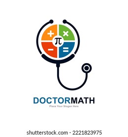 Doktorarbeit mit Stethoskop Logo, Vektordesign. Geeignet für Unternehmen, Gesundheit, Bildung und Mathematik-Symbol