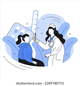 doctor measures the temperature of a patient vector illustration medicine