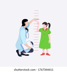 Doctor Measuring Little Girls Height