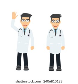 Doctor. Saludos y ondas medicinales, ilustración vectorial