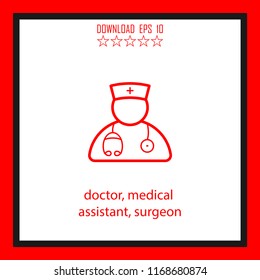 doctor, medical assistant, surgeon vector icon