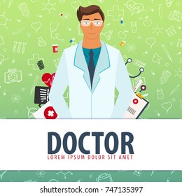 Doctor. Medical background. Health care Vector medicine illustration