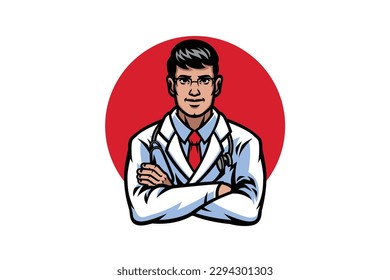 Doctor Medical Clinic mascot logo illustration vector