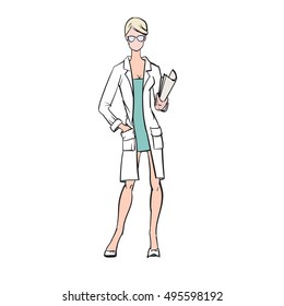 doctor in medical clothes vector woman