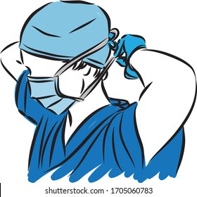 doctor medical concept tighting mask vector illustration