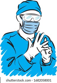 doctor with medical gloves and mask vector illustration