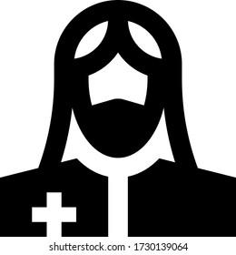 A doctor in a medical gown and face mask. Vector icon. Medic.