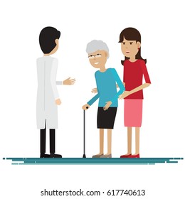 Doctor medical with grandmother  Vector illustration