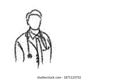 Doctor - Medical Icon, Continue Particle Design Vector Background. 