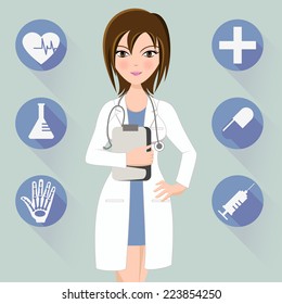 Doctor and medical icon set, vector illustration