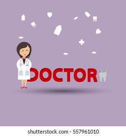 doctor with medical icons background.