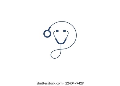 Logotipo médico con diseño estetoscopio letra D con diseño simple