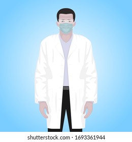 Doctor in a medical mask and goggles. Illustration of a medical worker in a medical mask and glasses for protection against viruses.
 
