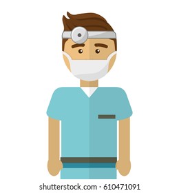 doctor with medical mask and reflector