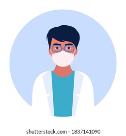 Doctor in medical mask. Vector illustration in a flat style