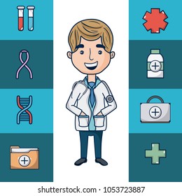 Doctor with medical symbols