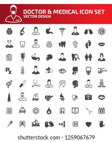 Doctor and medical vector icon set