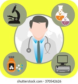 Doctor with Medical vector icons