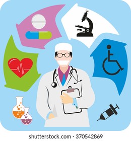 Doctor with Medical vector icons