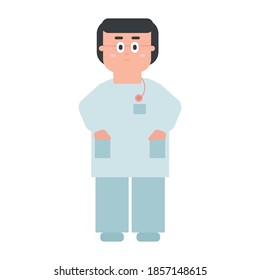 Doctor in medical work clothes. Flat vector illustration