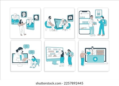 doctor medicine health and technology vector design with blue color