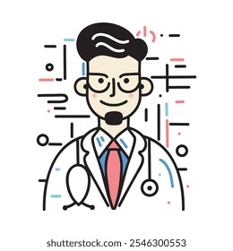 Doctor medicine vector icon one lines