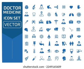 Doctor and medicine vector icon set