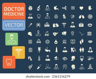 Doctor And Medicine Vector Icon Set