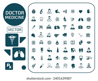 Doctor And Medicine Vector Icon Set
