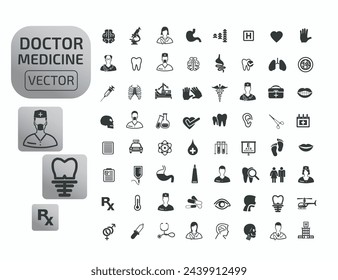 Doctor And Medicine Vector Icon Set