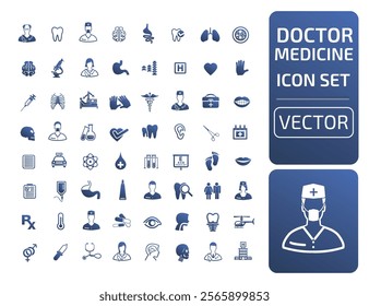 Doctor And Medicine Vector Icon Set
