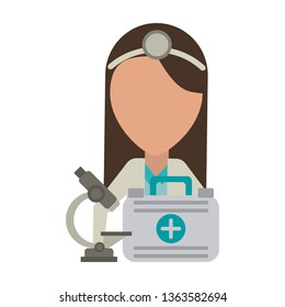doctor with microscope and first aids suitcase avatar