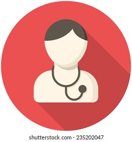 Doctor, modern flat icon with long shadow