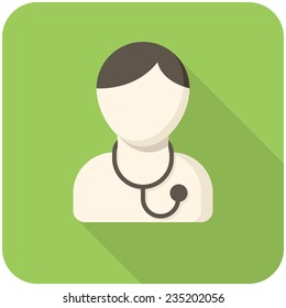 Doctor, modern flat icon with long shadow