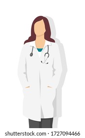 Doctor in modern flat style, nurse, pharmacist, simple medical concept on white background.