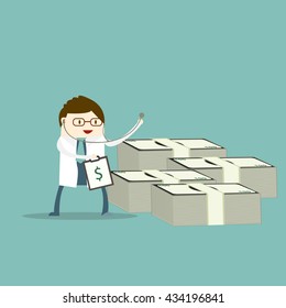 Doctor and money, Treatment and payment, vector ,Problem Collecting Money From Patients