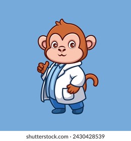 Doctor Monkey Cute Cartoon Illustration