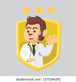 doctor monkey with a logo  vector illustration