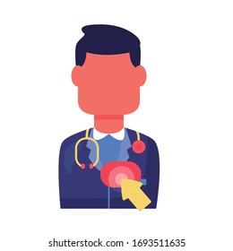 doctor with mouse cursor detaild style vector illustration design