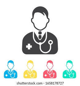 Doctor Multi Color Icon Set. Simple Glyph, Flat Vector Of Medical Icons For Ui And Ux, Website Or Mobile Application