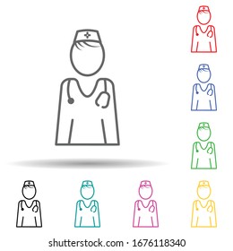 Doctor multi color set icon. Simple thin line, outline vector of medical icons for ui and ux, website or mobile application