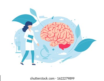 Doctor Neurologist Or Neurosurgeon Examines The Brain.